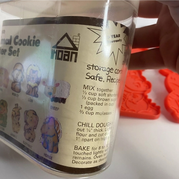 Hoan Animal Cookie Cutters Set With Recipe 1986 Vintage Animals - Picture 5 of 8